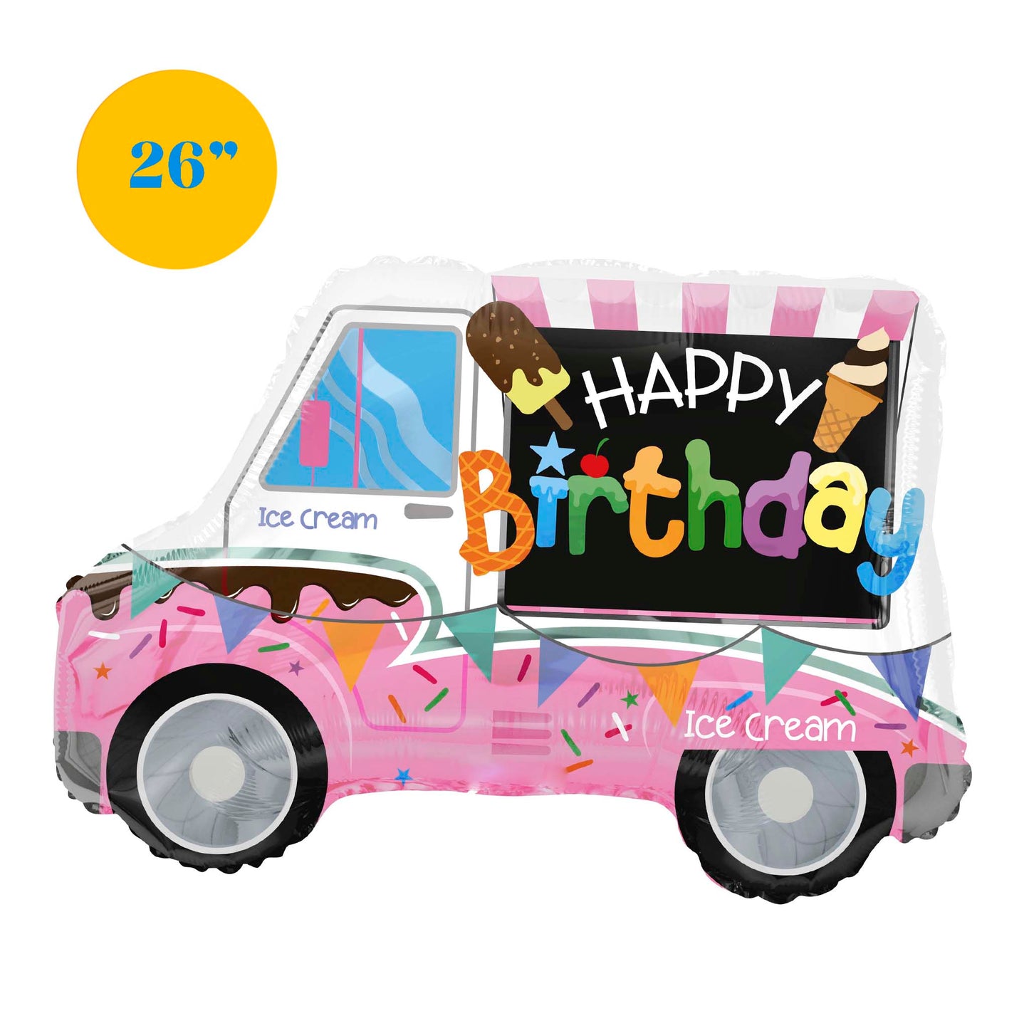 26" Ice Cream Truck Balloon Happy Birthday