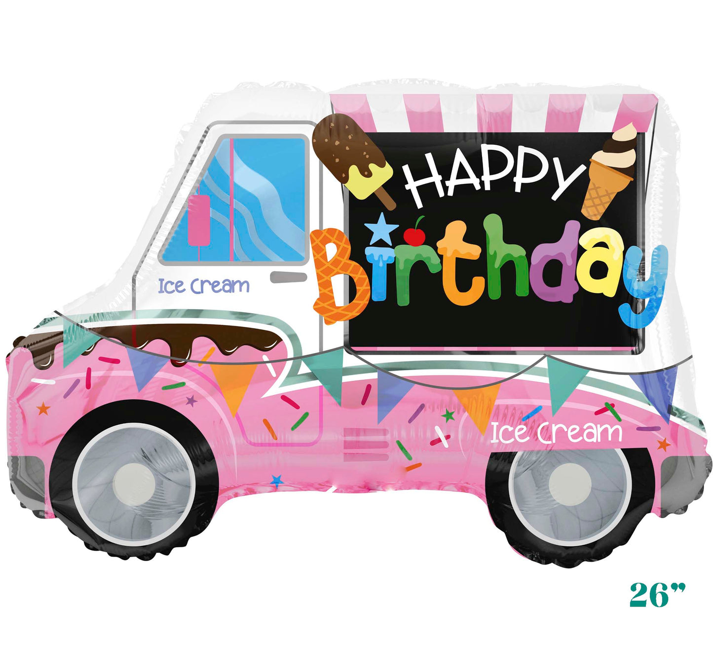 26" Ice Cream Truck Balloon Happy Birthday