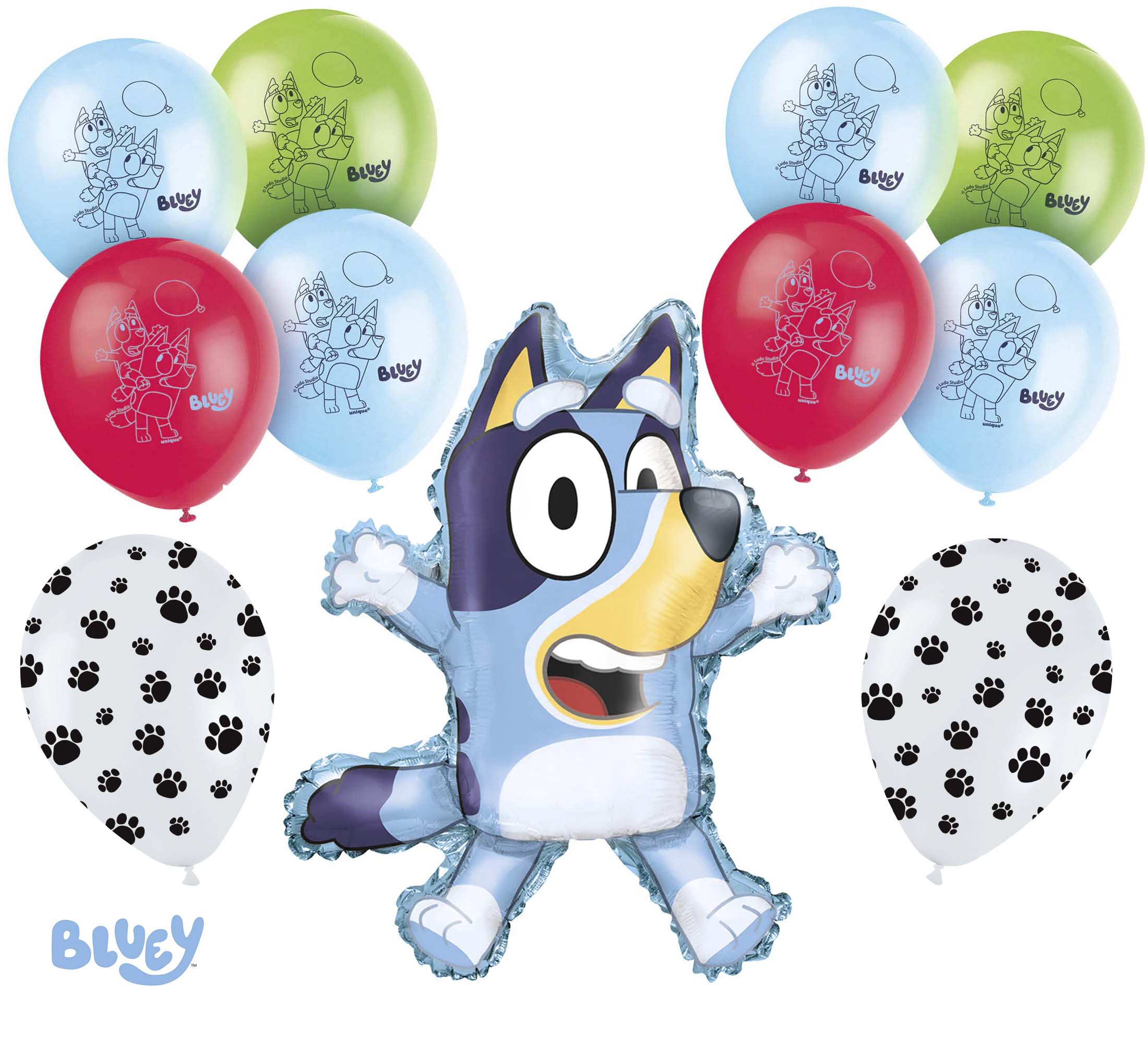 Pack Of 2-32 Inch Bluey Foil Balloons Bundle with 6 x Bluey Straws