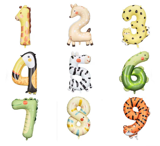 Jumbo Animal Number Balloon, Jungle Party Decoration, Reptile Theme, Safari Birthday, Wild One, Two Wild, Bird Rainforest Zebra Giraffe Zoo