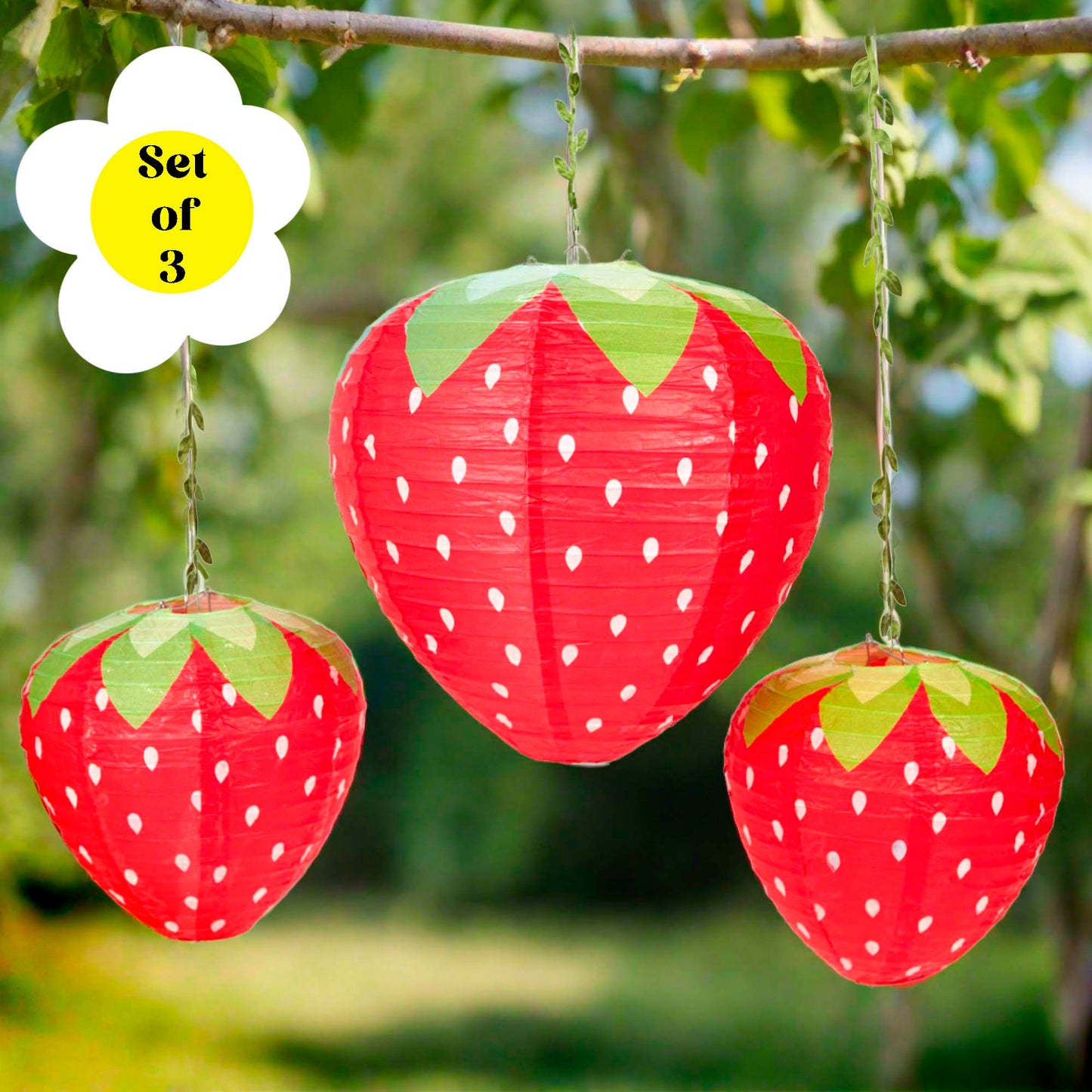 Strawberry Paper Lanterns Set of Three