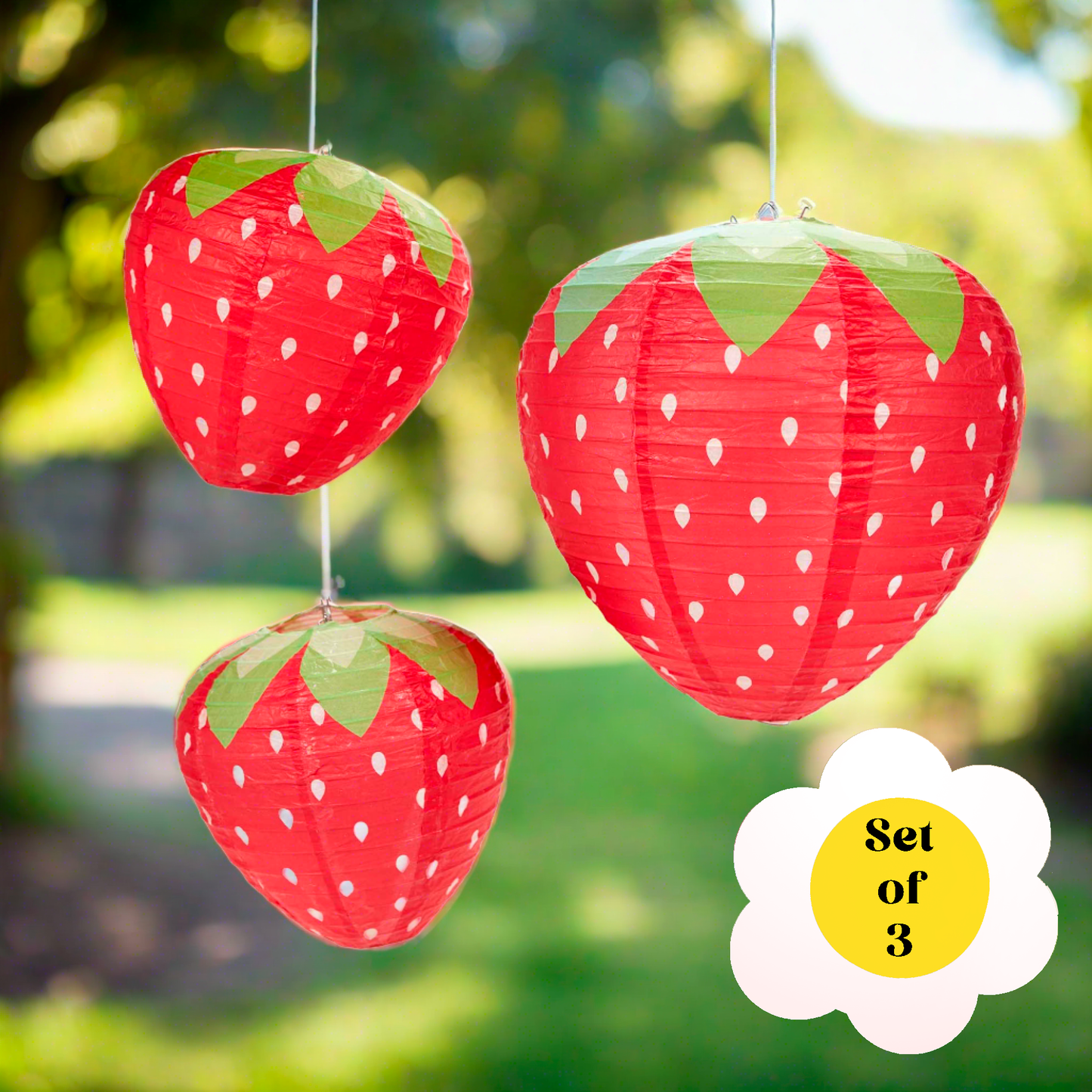 Strawberry Paper Lanterns Set of Three