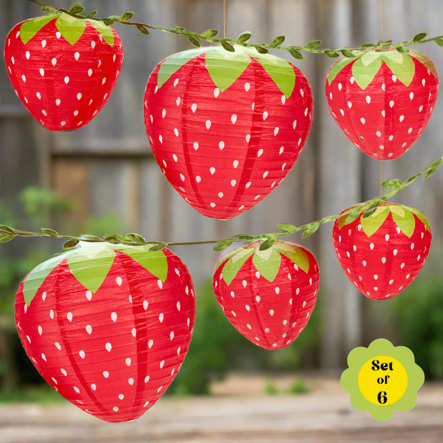 Strawberry Paper Lanterns Set of Three