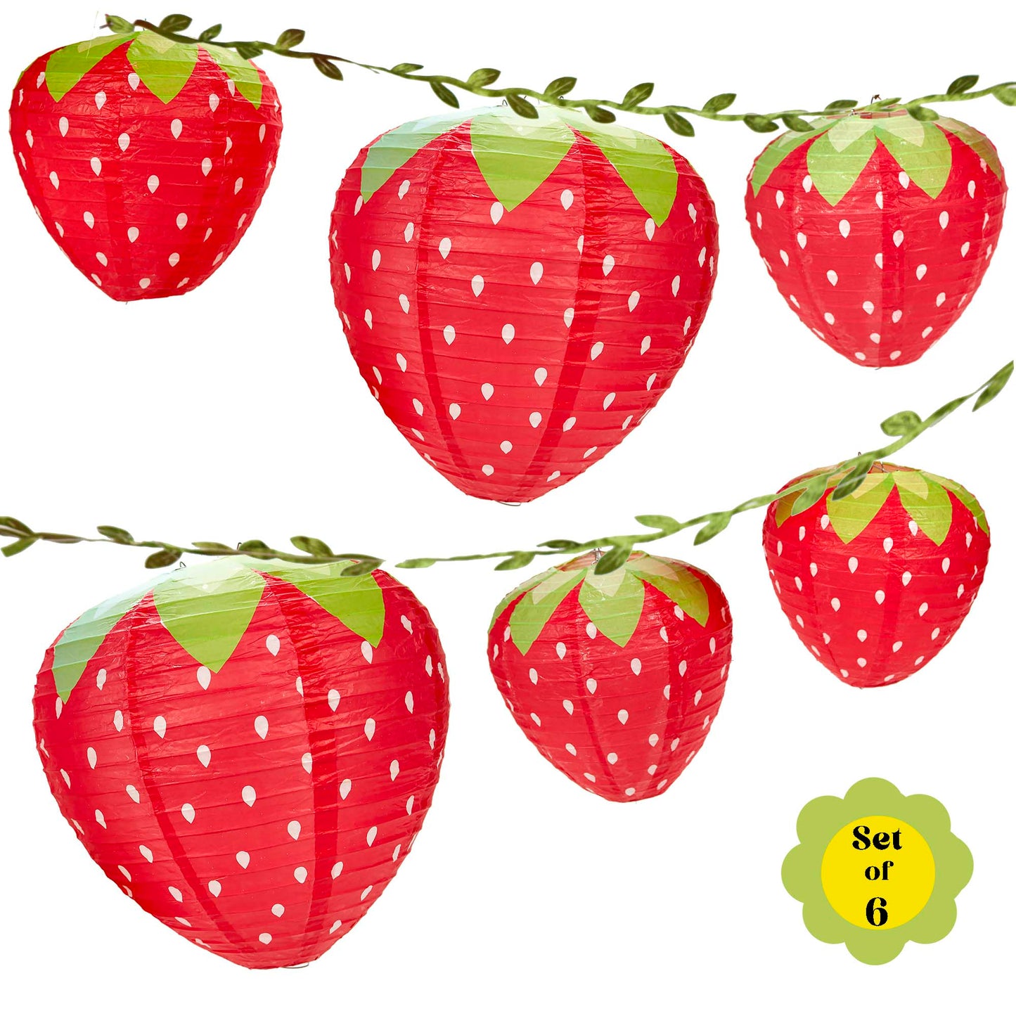Strawberry Paper Lanterns Set of Three